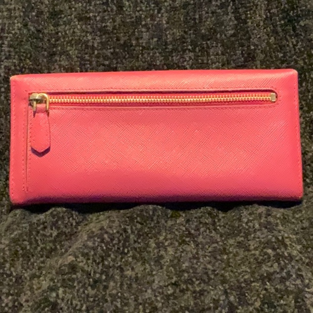 PRADA Leather Wallet Bow, Pink Saffiano Fiocco Ribbon 1M1132 Long Wallet Peonia - Picture 2 of 8